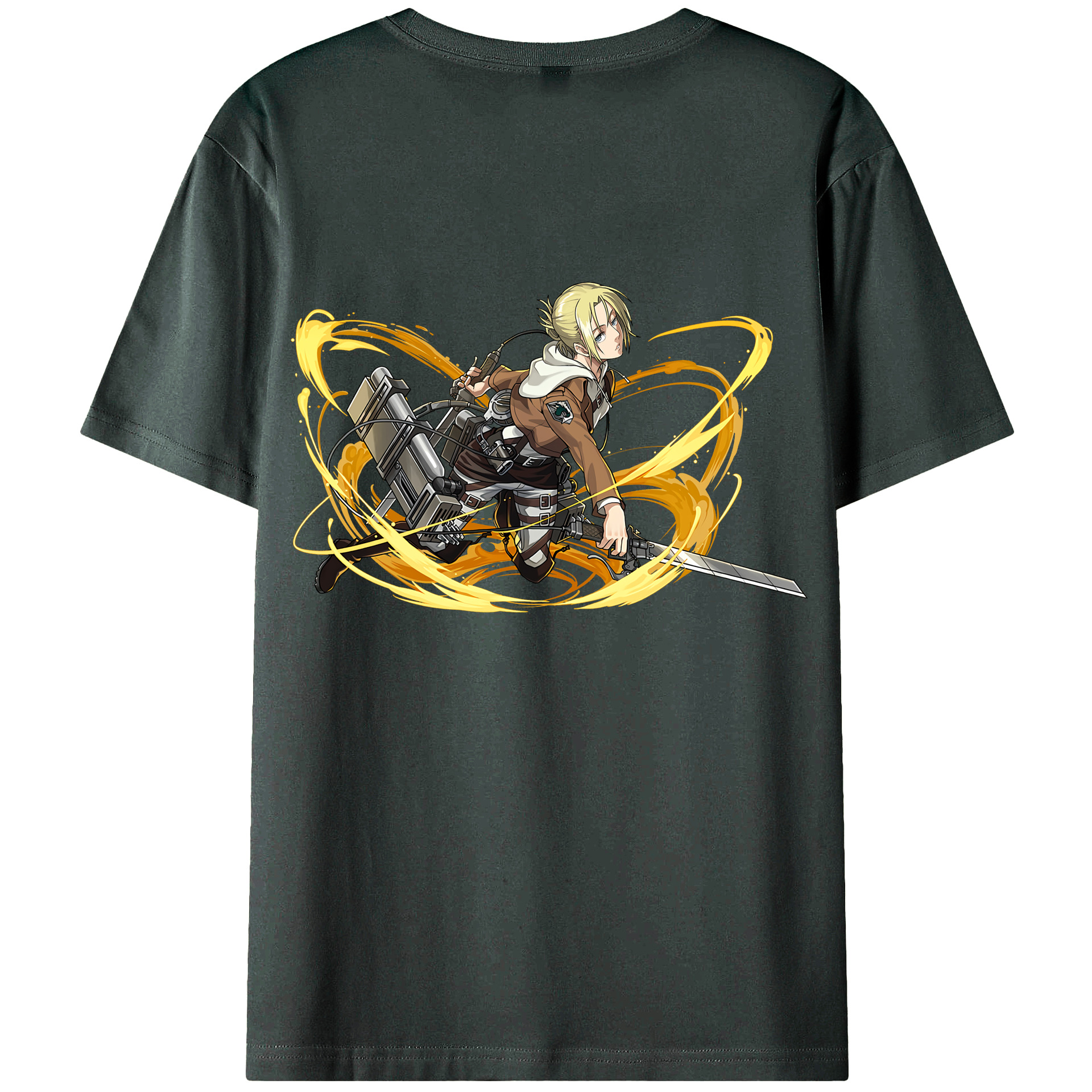 （画像用） 進撃の巨人 アニ・レオンハート Attack on Titan Annie Leonhart 綿100％ メンズ半袖Tシャツ（バックプリント） 通気性